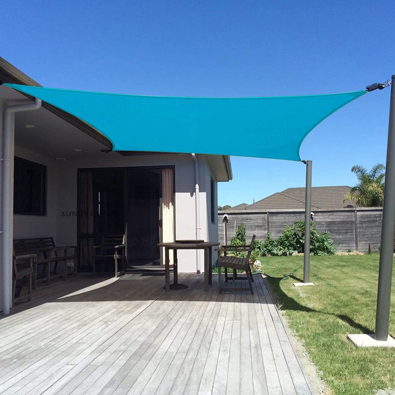 SUNNY GUARD Sun Shade Sail 16'x16'x22' مثلث أزرق فيروزي من الأشعة فوق البنفسجية كتلة للفناء الخلفي على سطح السفينة والأنشطة الخارجية والمرافق (نحن نصنع حجمًا مخصصًا) - Image 1